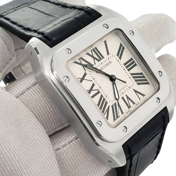Cartier Santos 100 Midsize Silver Roman Dial Watch 2878 W20106X8