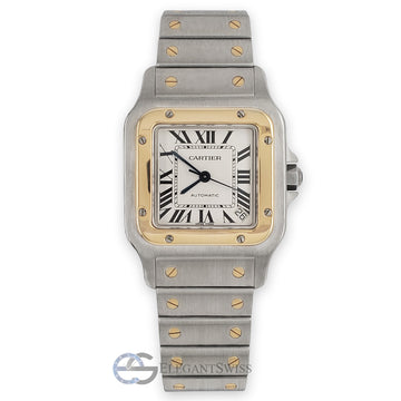 Cartier Santos Galbee 32mm White Dial Steel Yellow Gold Watch 2823