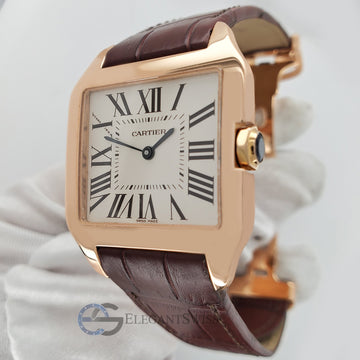 Cartier Santos Dumont Rose Gold Silver Dial Watch Box Papers 2788 W2009251