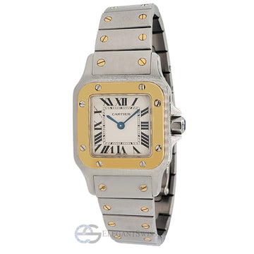 Cartier Santos Galbee 24mm White Dial Steel Yellow Gold Ladies Watch Papers