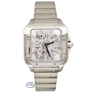 Cartier Santos de Cartier 39.8 mm Skeleton Dial Steel Watch WHSA0015 Box Papers