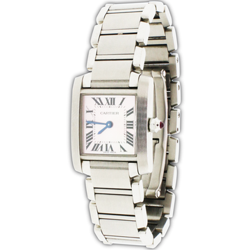Cartier Tank Francaise Small 20MM MOP Roman Dial Steel Ladies Watch W51008Q3