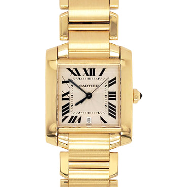 Cartier Large Tank Francaise 28MM Yellow Gold Roman Dial Watch 1840