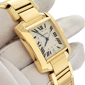 Cartier Large Tank Francaise 28MM Yellow Gold Roman Dial Watch 1840