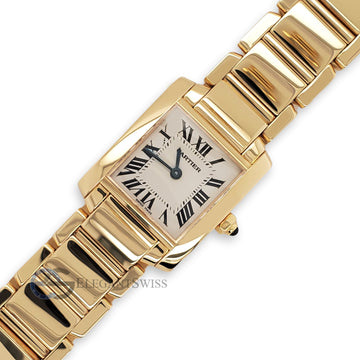 Cartier Tank Francaise Small 20MM 18K Yellow Gold Roman Dial Ladies Watch 2385