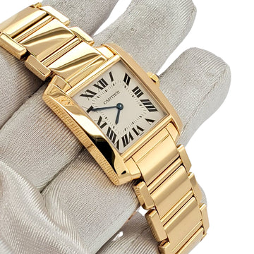 Cartier Tank Française Midsize 25MM 18K Yellow Gold Roman Dial Quartz Watch 1821