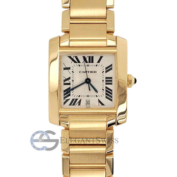 Cartier Large Tank Francaise 28MM Yellow Gold Roman Dial Watch 1840 Box Papers