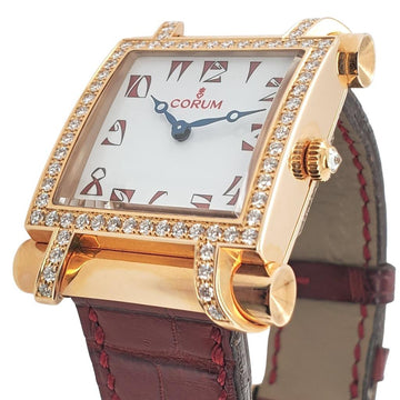 Corum Antika Ladies 18K Rose Gold Original Diamond Bezel White Dial Limited Edition Watch 055.653.85