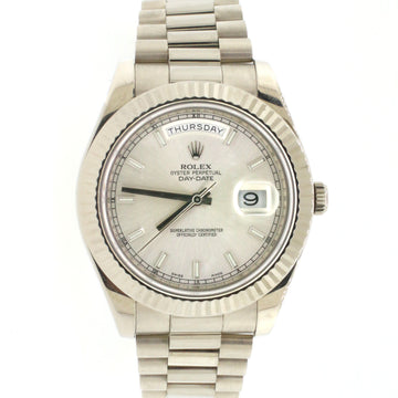 Rolex President Day-Date II 18K White Gold 41MM Mens Watch 218239