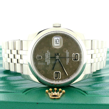Rolex Datejust Rhodium Floral Dial 36mm Stainless Steel Jubilee Watch 116200