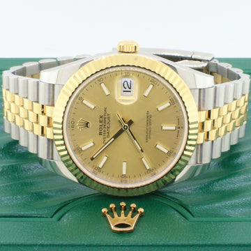 Rolex Datejust 41 Champagne Index Dial Mens Jubilee Watch 126333 Box and Papers