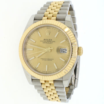 Rolex Datejust 41 Champagne Index Dial Mens Jubilee Watch 126333 Box and Papers