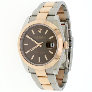 Rolex Datejust 41mm 2-Tone Chocolate Dial Oyster Watch Box and Papers