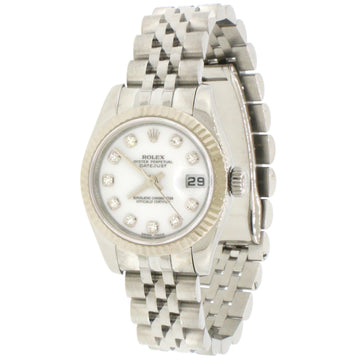 Rolex Datejust Steel 26mm Watch w/Factory Diamond Dial 18K White Gold Bezel 179174