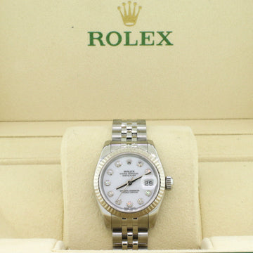 Rolex Datejust Steel 26mm Watch w/Factory Diamond Dial 18K White Gold Bezel 179174