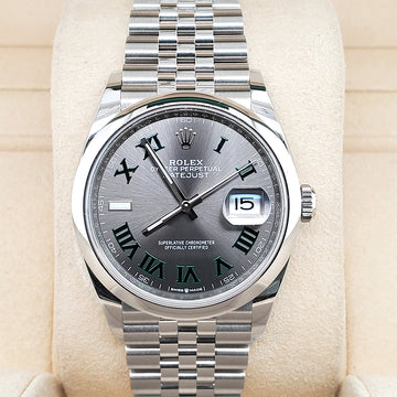 Unworn Rolex Datejust 36mm 126200 Wimbledon Dial Stainless Steel Jubilee Watch 2022 Box Papers