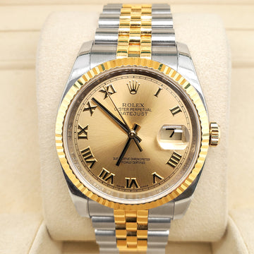 Rolex Datejust 116233 36mm 2-Tone Champagne Roman Dial Watch Box Papers