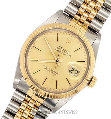 Rolex Datejust 36mm Champagne Dial Yellow Gold/Steel Watch 16013