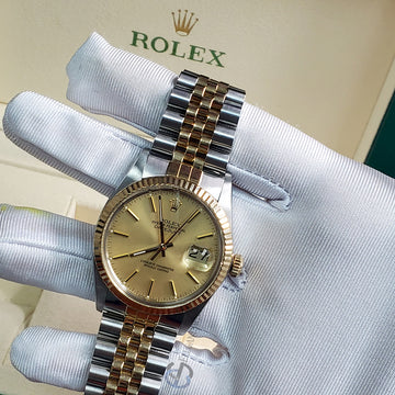 Rolex Datejust 36mm Champagne Dial Yellow Gold/Steel Watch 16013
