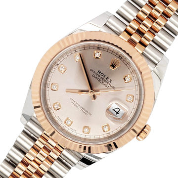 Rolex Datejust 41 126331 Factory Pink Sundust Diamond Dial Rose Gold/Steel Jubilee Watch Box Papers