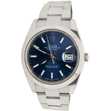 Rolex Datejust 41 Blue Dial Oyster Steel Watch 126300 Box Papers