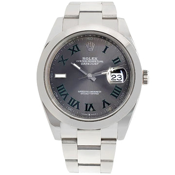 Unworn Rolex Datejust 41 126300 Wimbledon Slate Roman Dial Steel Oyster Watch Box Papers