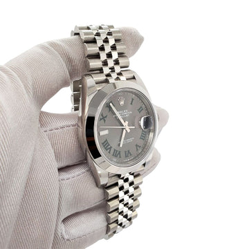 Rolex Datejust 41 126300 Wimbledon Slate Roman Dial Steel Jubilee Watch Box Papers