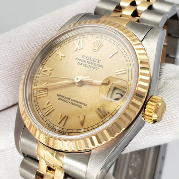Rolex Datejust Midsize 68273 Champagne Jubilee Roman Dial 31mm Two-Tone Watch Box Papers