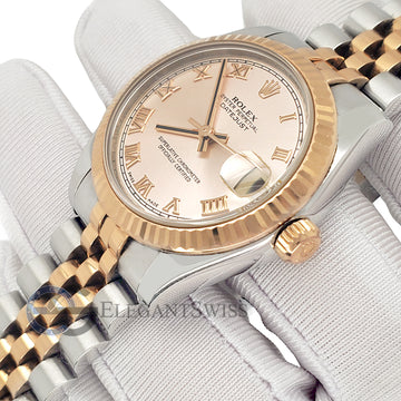Rolex Datejust 31mm Factory Pink Roman Dial Rose Gold/Steel Jubilee Watch 178271 Box Papers