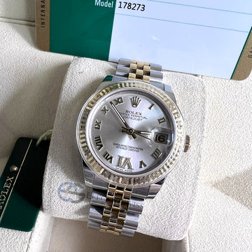 Rolex Datejust 31mm 178273 2-tone Silver Diamond Roman VI Roman Dial Jubilee Watch Box Papers