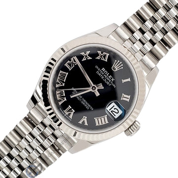 Unworn Rolex Datejust 31mm 278274 Black Roman Dial Stainless Steel Jubilee Watch 2021 Box Papers
