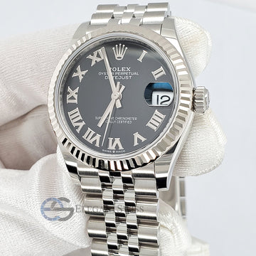 Unworn Rolex Datejust 31mm 278274 Black Roman Dial Stainless Steel Jubilee Watch 2021 Box Papers
