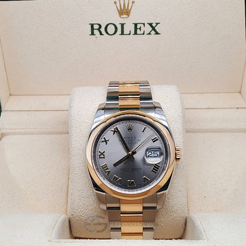 Rolex Datejust 116203 Roman Slate Dial 36mm Two-Tone Oyster Watch