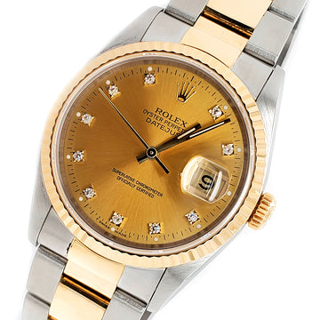 Rolex Datejust 36mm 2-Tone Factory Champagne Diamond Dial Oyster Watch Box Papers