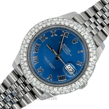 Rolex Datejust 41mm Factory Blue Roman Dial jubilee Bracelet Steel Watch 2021 Box Papers 126300