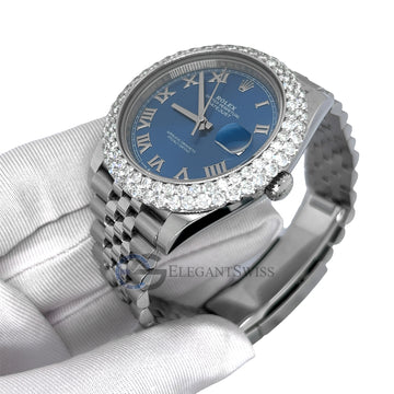 Rolex Datejust 41mm Factory Blue Roman Dial jubilee Bracelet Steel Watch 2021 Box Papers 126300