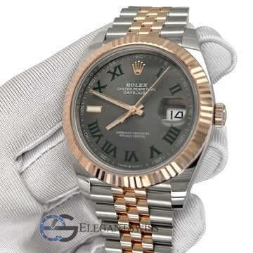 Unworn Rolex Datejust 41 Wimbledon Slate Dial Rose Gold Steel Jubilee Watch 126331 Box Papers