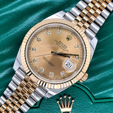 Rolex Datejust 41 126333 Champagne Diamond Dial Yellow Gold/Steel Jubilee Watch Box Papers 2018