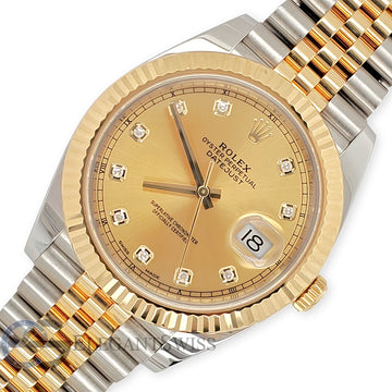 Rolex Datejust 41 Champagne Diamond Dial Yellow Gold/Steel Jubilee Watch 126333 Box Papers