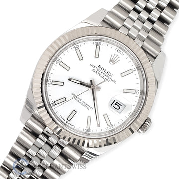 Rolex Datejust 41 126334 White Index Dial White Gold Fluted Bezel Jubilee Watch 2020 Box Papers