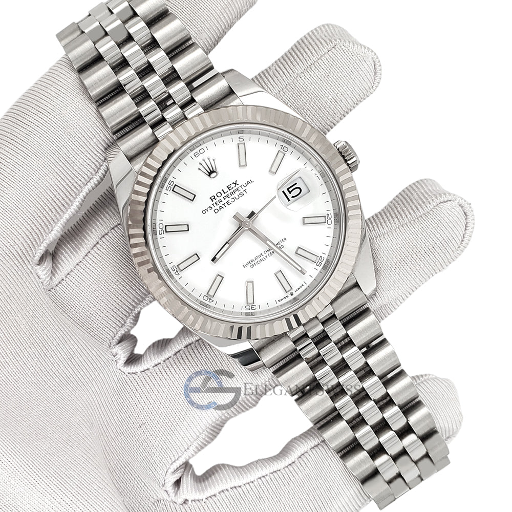 Rolex Datejust 41 126334 White Index Dial White Gold Fluted Bezel Jubi