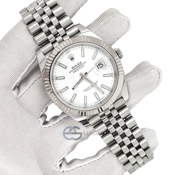 Rolex Datejust 41 126334 White Index Dial White Gold Fluted Bezel Jubilee Watch 2020 Box Papers