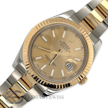 Rolex Datejust II 2-tone 41mm Champagne Index Dial 116333 Watch 2013 Box Papers