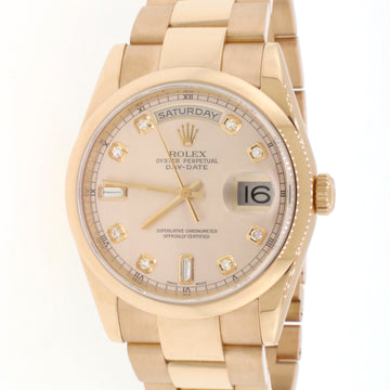 Rolex President Day-Date 18K Rose Pink Factory Dial 36mm Mens 118205