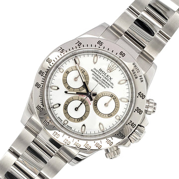 Rolex Cosmograph Daytona 40mm White Dial Steel Watch 116520 Box Papers