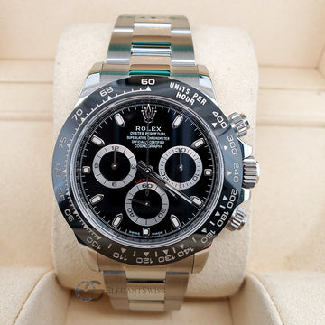 Rolex Cosmograph Daytona 40mm Black Index Dial Stainless Steel Watch 116500LN Box Papers