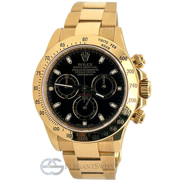 Rolex Cosmograph Daytona 40mm Black Dial Yellow Gold Watch 116528H