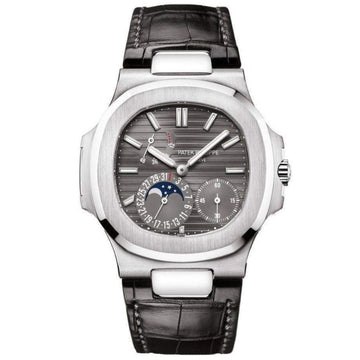 Patek Philippe Nautilus Moon Phases 40mm Slate Grey Dial White Gold Watch 5712G-001 Box Papers