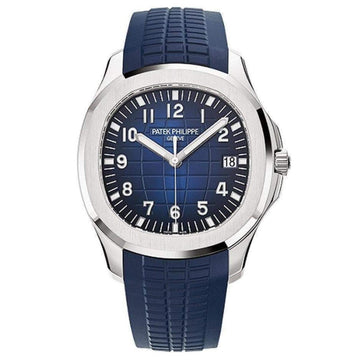 Patek Philippe Aquanaut 42.2mm Blue Dial White Gold Watch 5168G Box Papers
