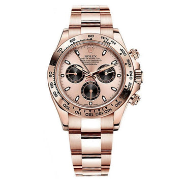 Rolex Daytona 40mm Pink and Black Dial Rose Gold Oyster Watch 116505 Box Papers